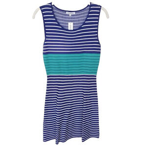 Driscoll Womens Stripe Knit Sheath A-line Mini Dress Blue 8/10 Sleeveless NWT